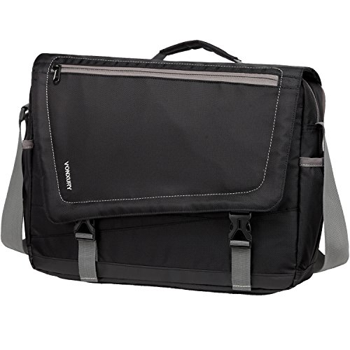 Messenger Bag for Men, Lightweight Water Resistant 15.6 in Laptop Bag School Office Shoulder Bag by Vonxury Black