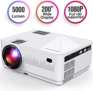 DBPOWER L21 LCD Video Projector, Upgraded 5000L 1080P 1920x1080 Supported Full HD Mini Movie Projector with HDMIx2/USB/SD/AV Ports, Compatible with Smartphone/VGA/TV/PS4/DVD Ideal for Home Theater