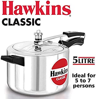 HAWKIN Classic CL50 5-Liter New Improved Aluminum Pressure Cooker, Small, Silver