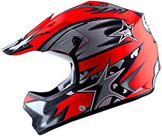 WOW Youth Kids Motocross BMX MX ATV Dirt Bike Helmet Star Matt Red