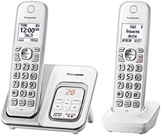 Panasonic DECT 6.0 Expandable Cordless Phone with Answering Machine and Smart Call Block - 2 Cordless Handsets - KX-TGD532W (White)