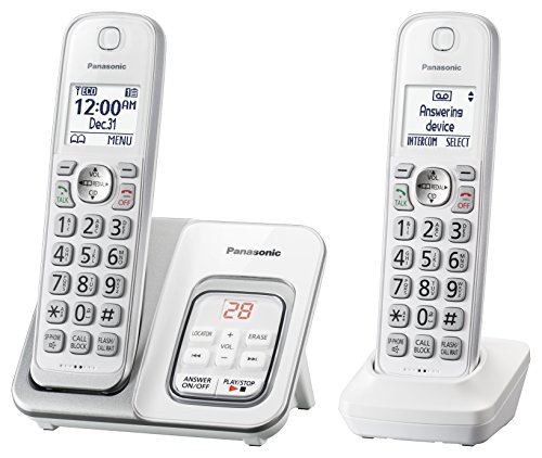 Panasonic DECT 6.0 Expandable Cordless Phone with Answering Machine and Smart Call Block - 2 Cordless Handsets - KX-TGD532W (White)