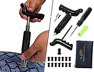 GRAND PITSTOP Tubeless Tire Puncture Repair Kit for Motorcycle and Cars with 15 Mushroom Plugs