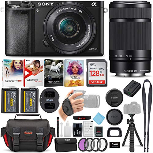 Sony Alpha a6000 Mirrorless Camera with 16-50mm and 55-210mm Lenses Bundle (10 Items)