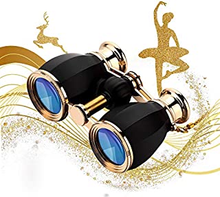 ESSLNB Opera Glasses Binoculars for Women Adults 4X30mm Theater Glasses Compact Binoculars for Theater and Concerts Antique Binoculars with Case Removable Chain Black