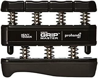 PROHANDS Gripmaster Hand Exerciser, Finger Exerciser (Hand Grip Strengthener), Spring-Loaded, Finger-Piston System, Isolate and Exercise Each Finger, (9 lb Heavy Tension, Black-Gripmaster)