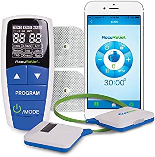 AccuRelief Wireless Tens Unit and EMS Muscle Stimulator - Includes Pulse Massager - Pain Relief Device with Remote and Mobile App