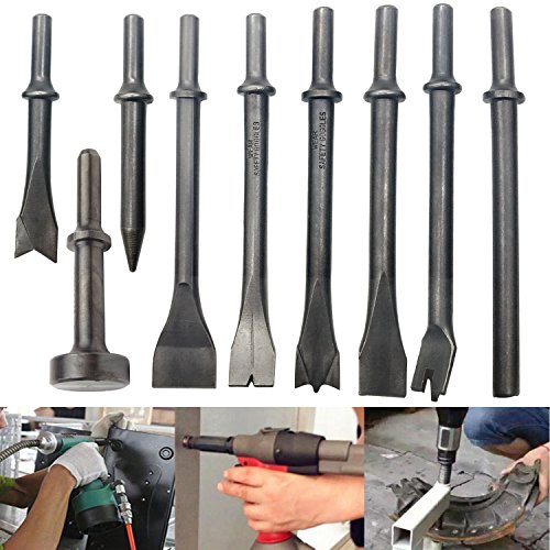 GreatBba 9 Piece Pneumatic Chisel Air Hammer Punch Chipping Bits Set