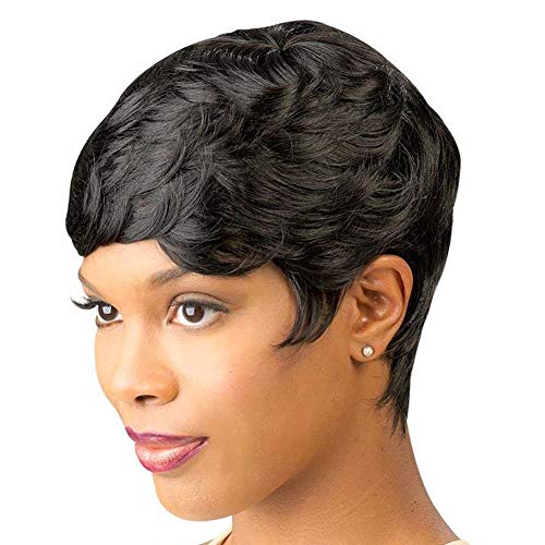 PhoenixFlame Hair - Lightweight Breathable Black Women African American Short Curly Synthetic Natural Heat Resistant Fiber - Wig Hat (Black)