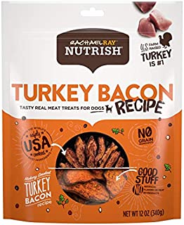 Rachael Ray Nutrish Turkey Bacon Real Meat Dog Treats, Hickory Smoked Turkey Bacon Recipe, 12 Ounces, Grain Free