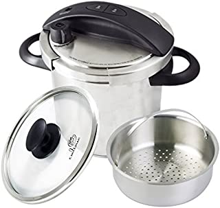 Culina One-Touch Pressure Cooker. Stovetop, 6 Qt. Stainless Steel With Steamer Basket