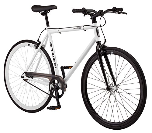 Schwinn Stites Fixie Adult Commuter Road Bike, Single-Speed, 58cm/Large Steel Stand-Over Frame, 700c Wheels, Flip-Flop Hub, White