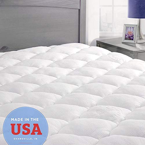 ExceptionalSheets Bamboo Mattress Pad with Fitted Skirt - Extra Plush Rayon from Bamboo Cooling Topper - Hypoallergenic - Made in The USA, Queen Size