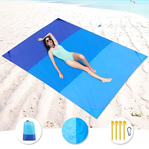 KeShi Sand Free Beach Blanket, Large Oversized Waterproof Sand Proof Beach Mat, Outdoor Lightweight Portable Picnic Mat for Travel, Camping, Hiking and Music Festivals(82