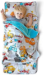 JumpOff Jo  Toddler Nap Mat  Childrens Sleeping Bag with Removable Pillow for Preschool, Daycare, Sleepovers  Original Design: Jos Garage (43 x 21 inches)