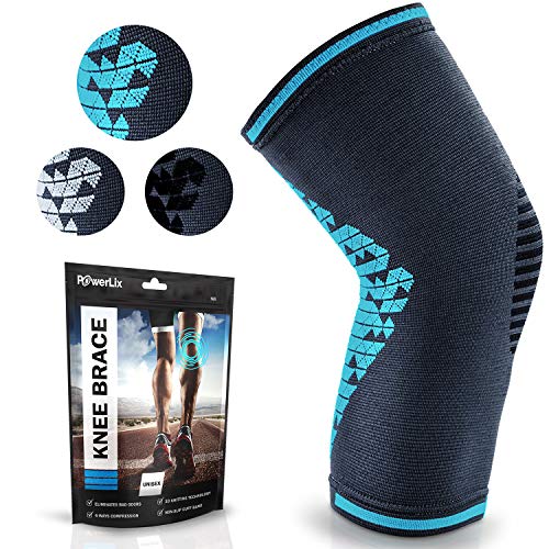 Powerlix Compression Knee Sleeve for Women & Men, Medical Knee Brace for Arthritis & Knee Pain Relief, meniscus tear & Injury Recovery, Knee Support & Protection for Working out, Running & All Sports