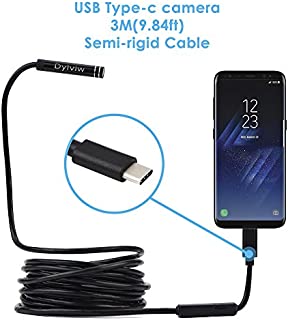 Dylviw 3 Meter(9.84ft) Rigid Cable USB C Endoscope Type C Borescope Inspection Camera 2.0 Megapixels HD Snake Camera for New Android Samsung Galaxy S8, S8 Plus, Google Pixel, Nexus 6p(Not for iPhone)