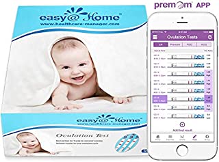 Easy@Home Ovulation Test Strips (50-Pack), FSA Eligible Ovulation Predictor Kit, Powered by Premom Ovulation Calculator iOS and Android APP, 50 LH Tests