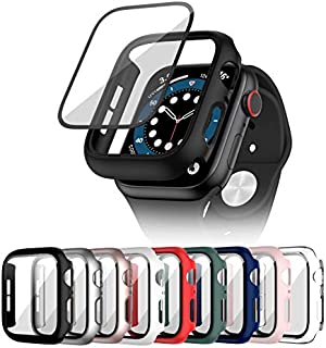 Cuteey 9 Pack for Apple Watch SE Series 6 5 4 40mm Hard Case with Built-in Tempered Glass Screen Protector, Overall Full Protective Bumper PC Cover for iwatch 40mm Accessories