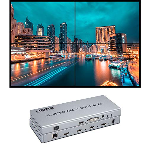 Video Wall Controller 2x2 4K Processor HDMI 1.4 HDCP 1.4 Support 2x2,1x2,1x4 with 1 DVI or HDMI Input 4 HDMI Output