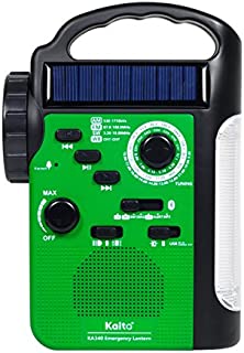 Kaito KA340 5-Way Powered Rechargeable LED Camping Lantern & Emergency AM/FM/SW NOAA Weather Alert Radio with Bluetooth, Flashlight, 5V USB Mobile Phone Charger, MP3 Player & Siren (Green)