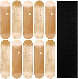 JFJ Maple Skateboard Decks Double Tail Skateboard Light Decks Free Skateboard Grip Tape (Wood, 10 PCS)