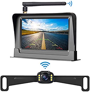 LeeKooLuu HD 720P Wireless Backup Camera and 4.3'' Monitor System for Cars/Pickup/ATVs/SUVs/UTVs/Can-Am IP69 Waterproof 6 LED Light Night Vision Rear/Front View with Grid Lines DIY Setting