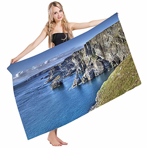 Mugod Beach Towel Bath Towels Coastal Atlantic Coast Cliffs at Mizen Head County Cork Ireland Ocean Coastal Yoga/Golf/Swim/Hair/Hand Towel for Men Women Girl Kids Baby 64x32 Inch