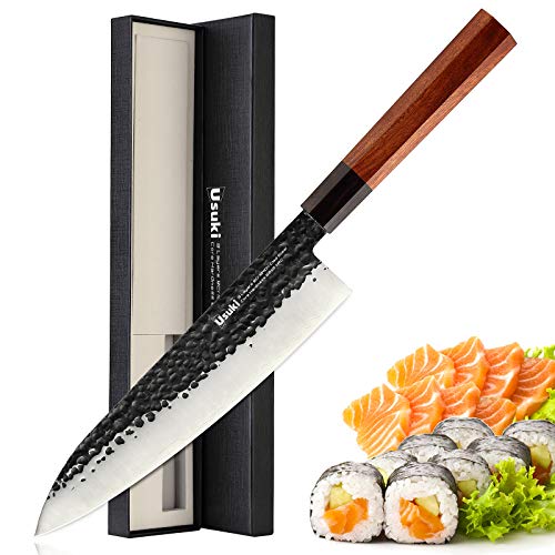 Gyuto Chefs Knife, 8 inch Japanese Style Chef Knife 3 layers 9CR18MOV Clad Steel Japanese Kitchen Knife , Alloy Steel Gyuto Knife, Sushi Knife for Kitchen/Restaurant, Octagonal Handle, Gift Box