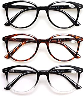 3 Pack Reading Glasses Spring Hinge Stylish Readers Black/Tortoise for Men and Women (3 Mix, 1.25)