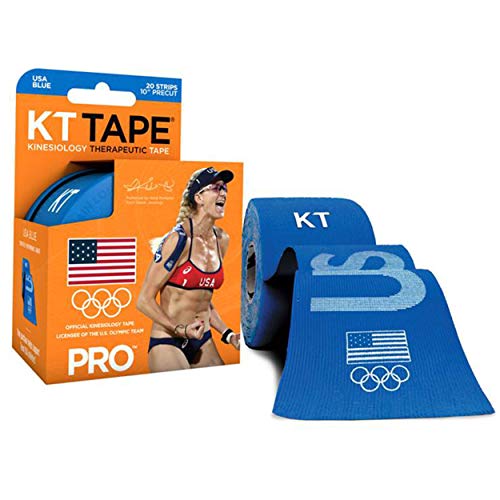 KT TAPE Pro Synthetic Kinesiology Sports Tape, Water Resistant and Breathable, 20 Precut 10 Inch Strips, Team USA Olympic Edition, Blue (packaging may vary)