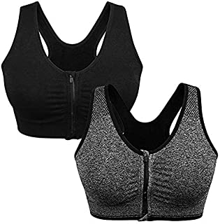 Womens Zip Front Sports Bra - WANAYOU