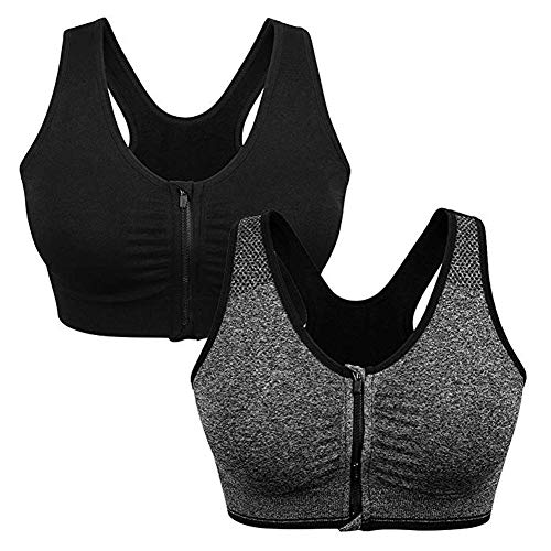 Womens Zip Front Sports Bra - WANAYOU