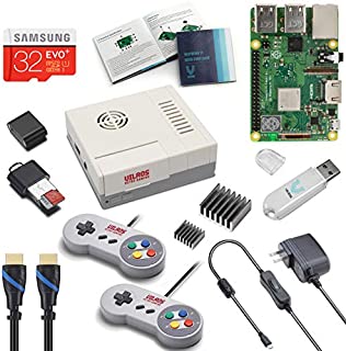 V-Kits Raspberry Pi 3 Model B+ (B Plus) Retro Arcade Gaming Kit with 2 Classic USB Gamepads [2018 Model]