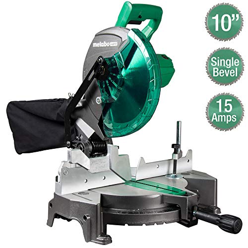 Metabo HPT Compound Miter Saw, 10-Inch, Single Bevel, 15-Amp Motor, 0-52° Miter Angle Range, 0-45° Bevel Range, Large Table, 10