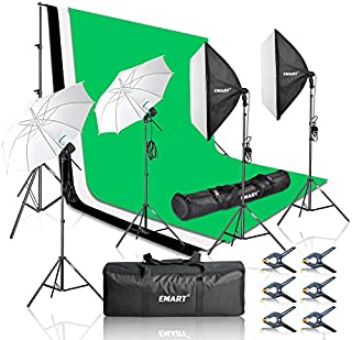 Emart 2000W Photography Video Studio Lighting Kit, Softbox Umbrella Continuous Photo Lighting, 8.5 x 10 Feet Backdrop Stand Support System, 3 Muslin Backdrops