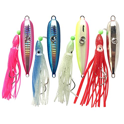 Otomin Vertical Inchiku Jigging Glow Lures Saltwater Metal Jig Head Octopus Skirt Slow Jigging Ice Fishing Lure Assist Hooks Kingfish Snapper Grouper 100g 120g 150g 200g