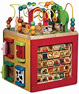 Battat  Wooden Activity Cube  Discover Farm Animals Activity Center for Kids 1 year +