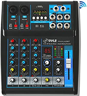 Pyle Professional Audio Mixer Sound Board Console System Interface 4 Channel Digital USB Bluetooth MP3 Computer Input 48V Phantom Power Stereo DJ Studio Streaming FX 16-Bit DSP Processor - PMXU43BT.5