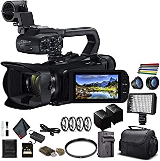 Canon XA45 Professional UHD 4K Camcorder (3665C002) W/Extra Battery, Soft Padded Bag, 64GB Memory Card, LED Light, Close Up Diopters, Lenses, and More Advanced Bundle (Renewed)