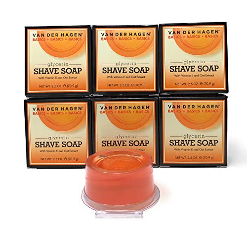 Van Der Hagen Glycerin Shave Soap, 2.5-Ounce Boxes (Pack of 6)