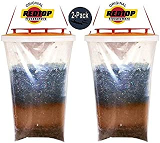 Redtop Flycatchers Standard Size - 100% Non-Toxic Disposable Outdoor Fly Trap - Designed to Attract Egg-Laying Females - 2 Pack