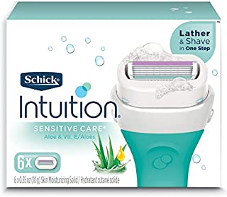 Schick Intuition Sensitive Skin Womens Razor Refills with Vitamin E & Aloe, Pack of 6