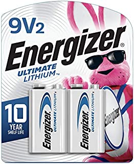 Energizer 9V Lithium Batteries, Ultimate Lithium 9 Volt Batteries (2 Battery Count)