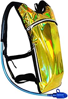 ECEEN Rave Pack Hydration Backpack with 2L Water Bladder Bag for Music Festivals, Raves, Hiking, Biking, Climbing, Running, Outdoors and More (Golden)