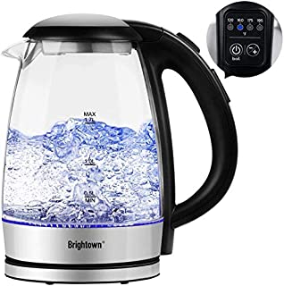 Electric Tea Kettle Temperature Control with 4 Colors Led Light Hot Water Glass Pot Variable Fast Heating Auto Shut off and Boil dry Protection (1.7L 1500W)