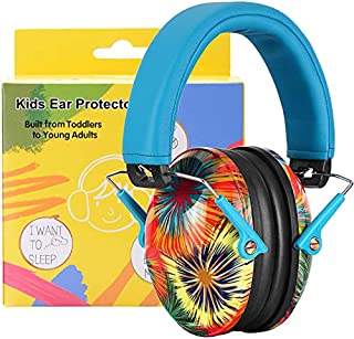 PROHEAR 032 Kids Ear Protection Safety Noise Ear muffs, NRR 25dB Protective Earmuffs for Childrens, Adjustable Headband Ear Defenders for Monster Trucks, Sports Events, Concerts - Fireworks Pattern