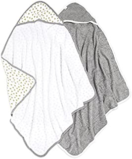 Burt's Bees Baby - Hooded Towels, Absorbent Knit Terry, Super Soft Single Ply, 100% Organic Cotton (Honey Bee/Grey, 2-Pack)