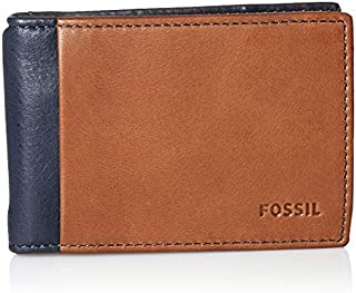 Fossil Men's Ward Leather RFID blocking Bifold Wallet, Navy