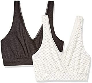 Playtex Women's Nursing Pullover Sleep Bra 2-Pack, Micro Dot Print/Black, Medium